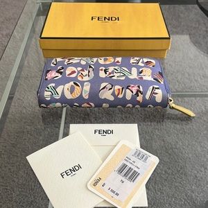Fendi purple graffiti wallet